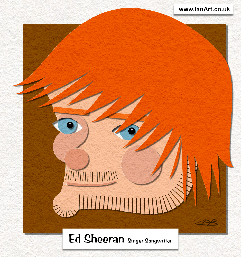 Ed-Sheeran-Singer-Songwriter-caricature-cartoon-suffolk-paper-cut-out
