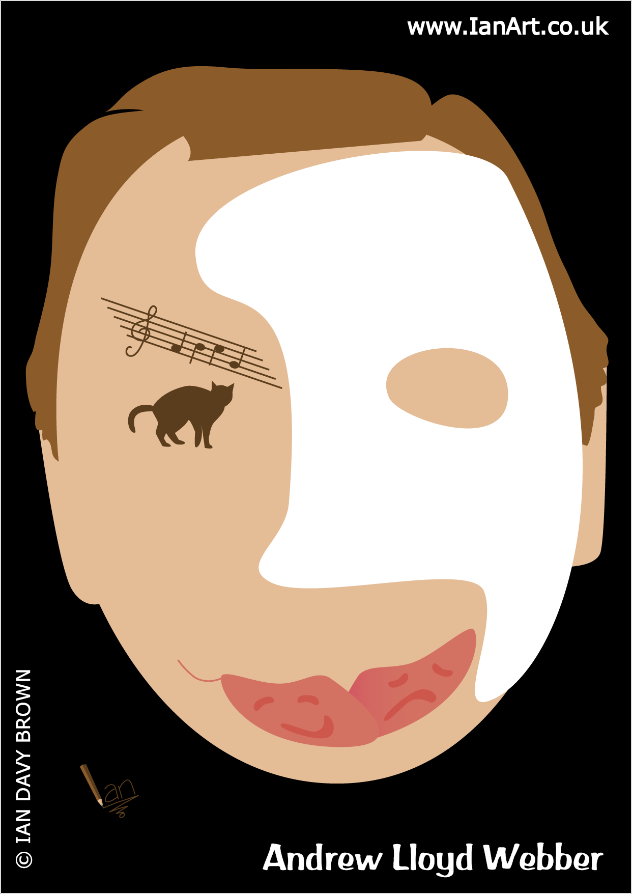 Andrew-Lloyd-Webber-Musical-Composer-Caricature-Symbolic-cartoon-created-Ian-Davy-Brown-IanArt-IDB