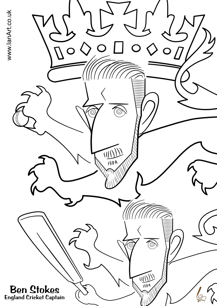 Ben-Stokes-England-Cricket-Captain-ECB-caricature-cartoon-by-Ian-Davy-Brown