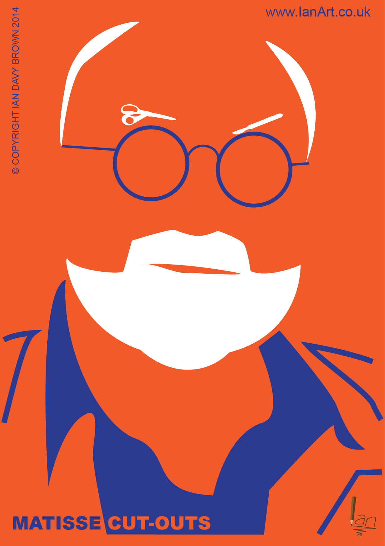Henri-Matisse-cut-outs-Caricature-Symbolic-cartoon-created-Ian-Davy-Brown-IanArt-IDB
