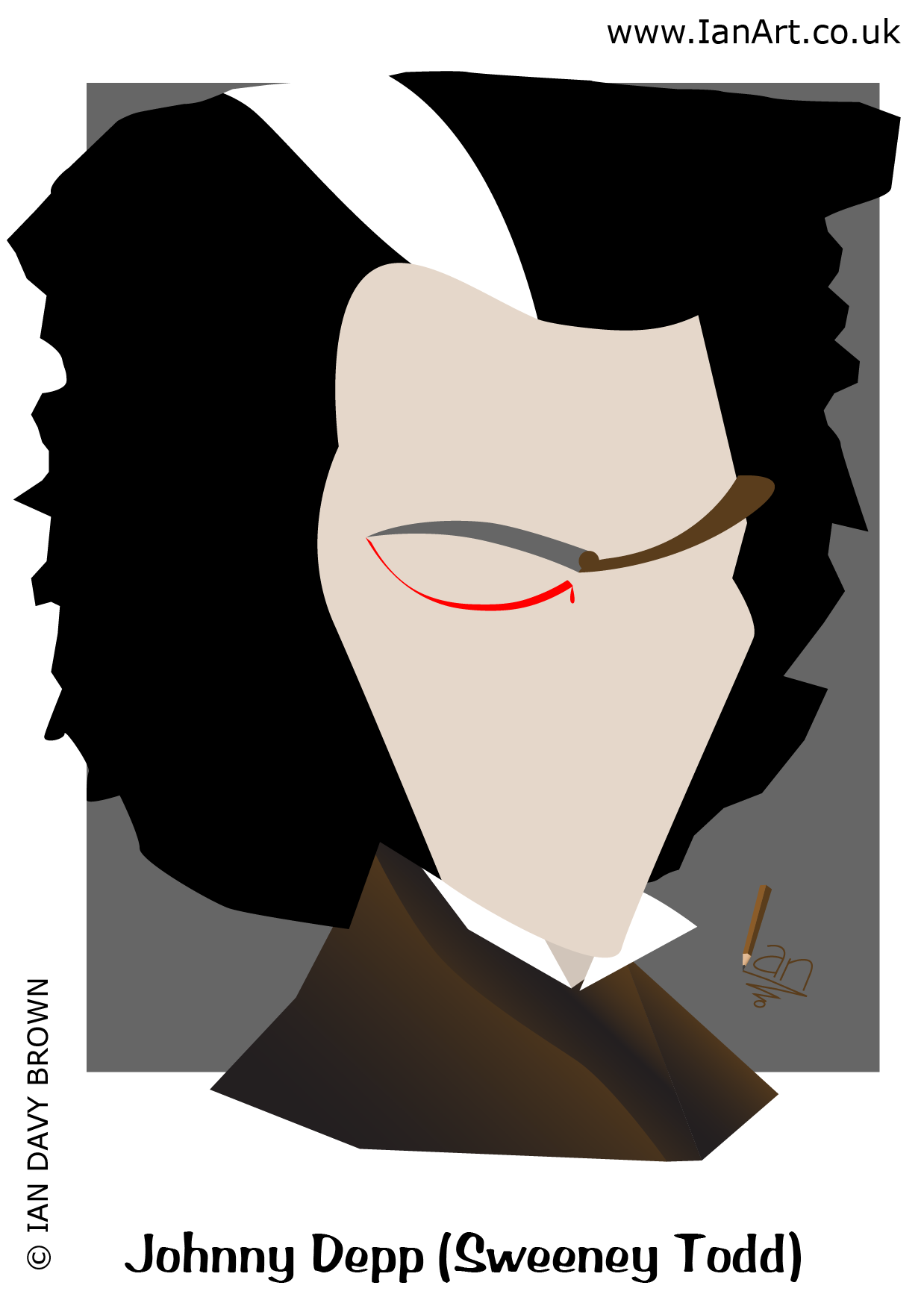 Johnny-Depp-Sweeney-Todd-Caricature-Symbolic-cartoon-created-Ian-Davy-Brown-IanArt-IDB