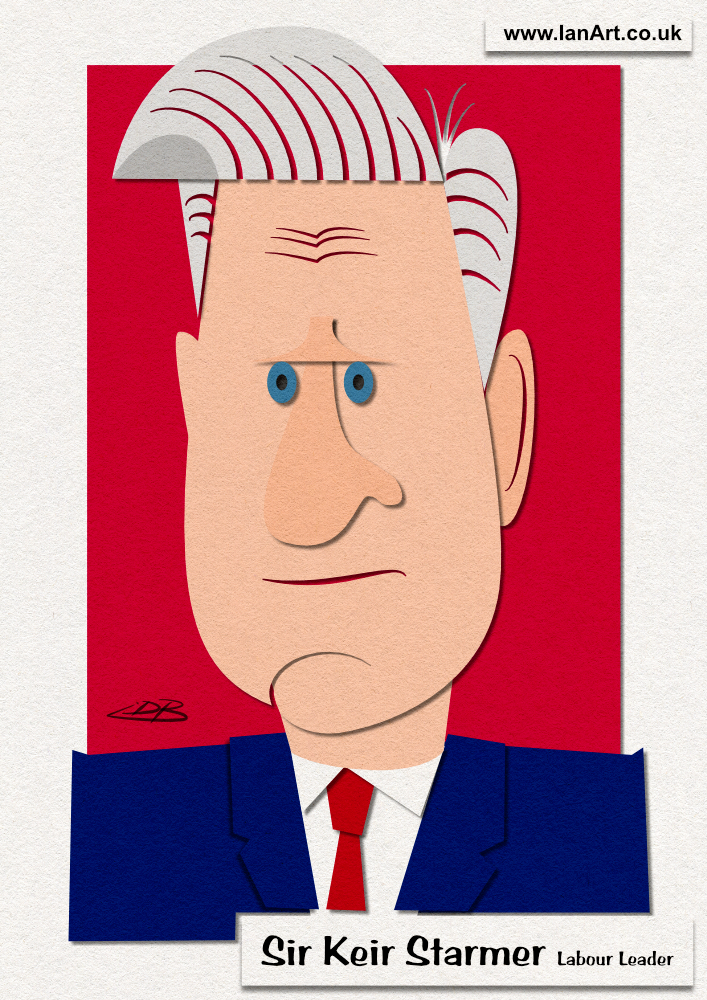 Sir Keir Starmer mp larbour leader caricature cartoon